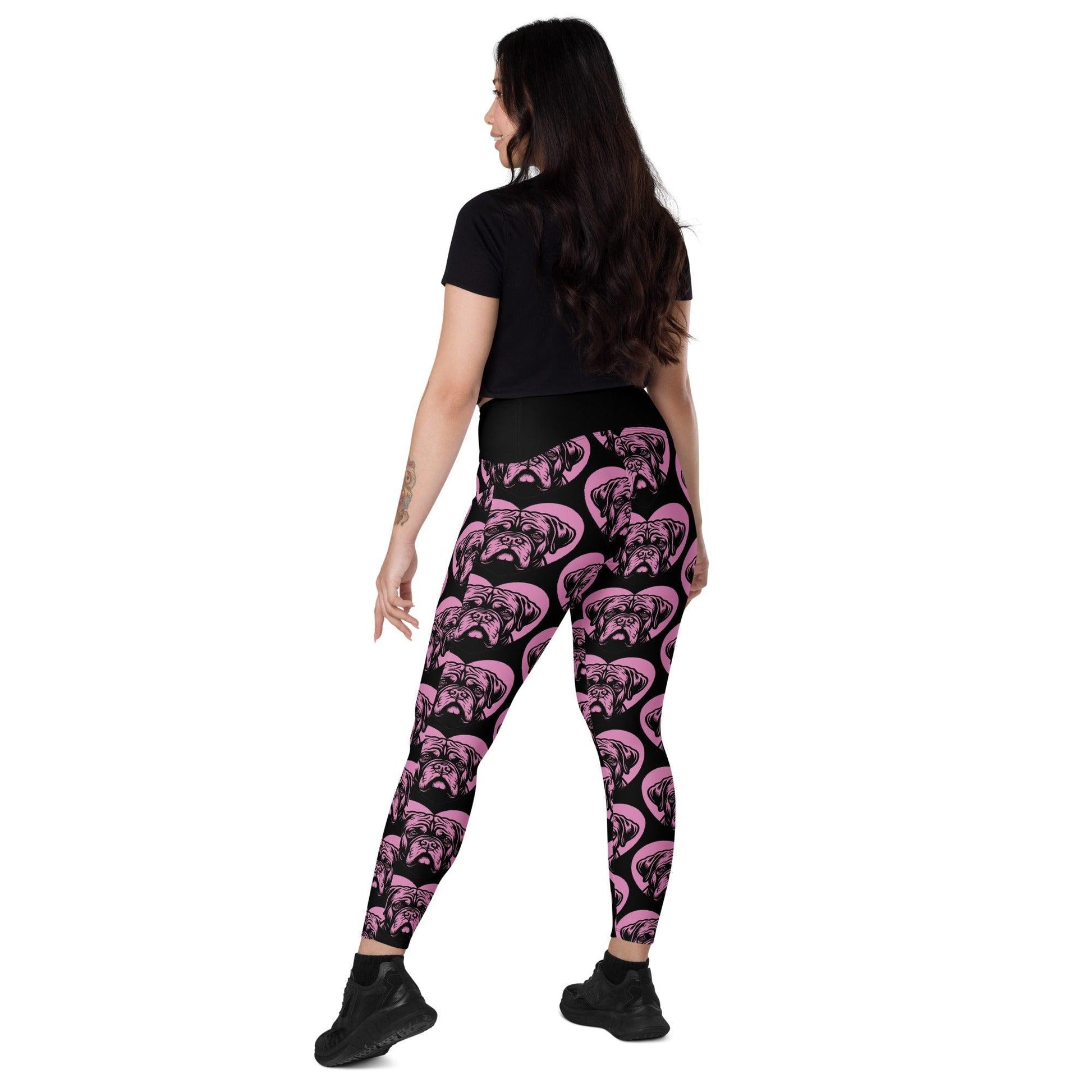 Dog breed leggings with pockets - DOGUE DE BORDEAUX - HERTTAHOUND - pink