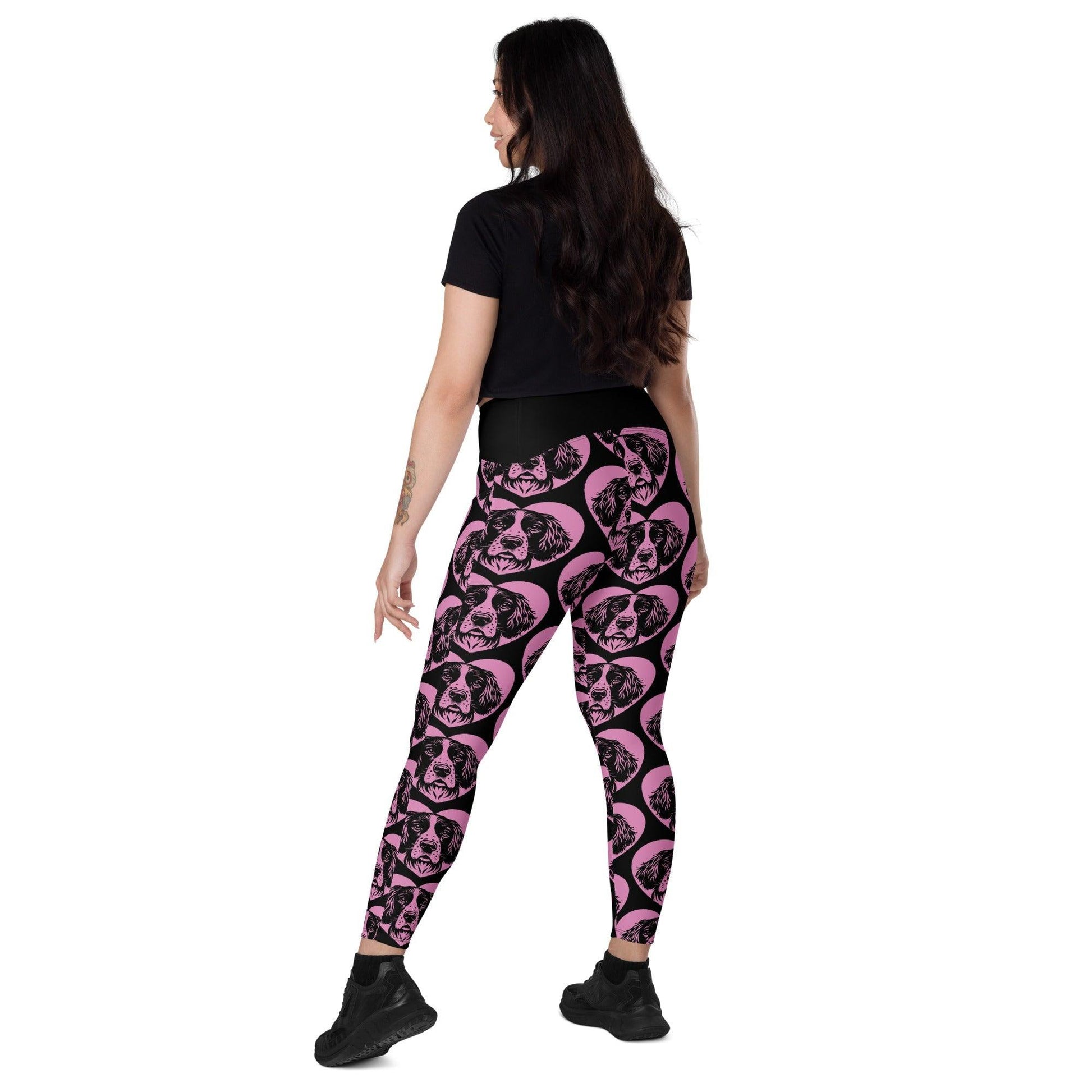 Dog breed leggings with pockets - ENGLISH SPRINGER SPANIEL - HERTTAHOUND - pink