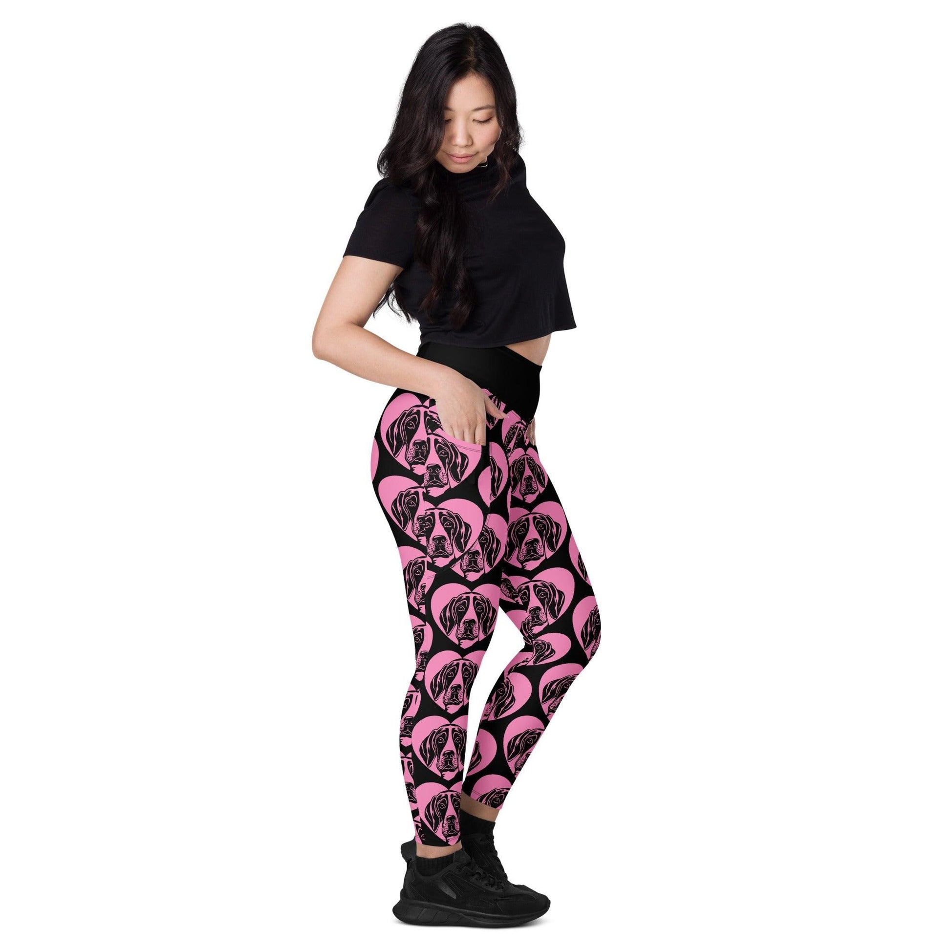 Dog breed leggings with pockets - FINNISH HOUND - HERTTAHOUND - pink