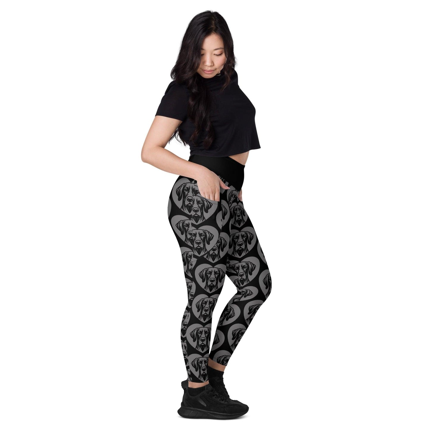 Dog breed leggings with pockets - GERMAN POINTER SHORTHAIRED - HERTTAHOUND - grey