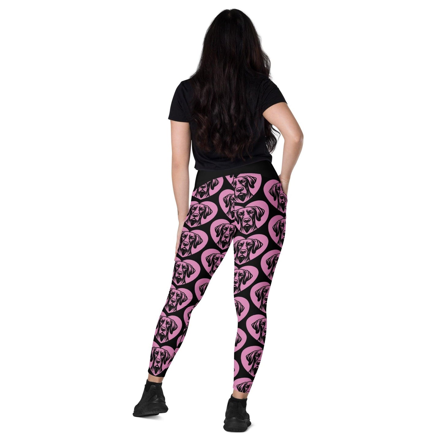 Dog breed leggings with pockets - GERMAN POINTER SHORTHAIRED - HERTTAHOUND - pink