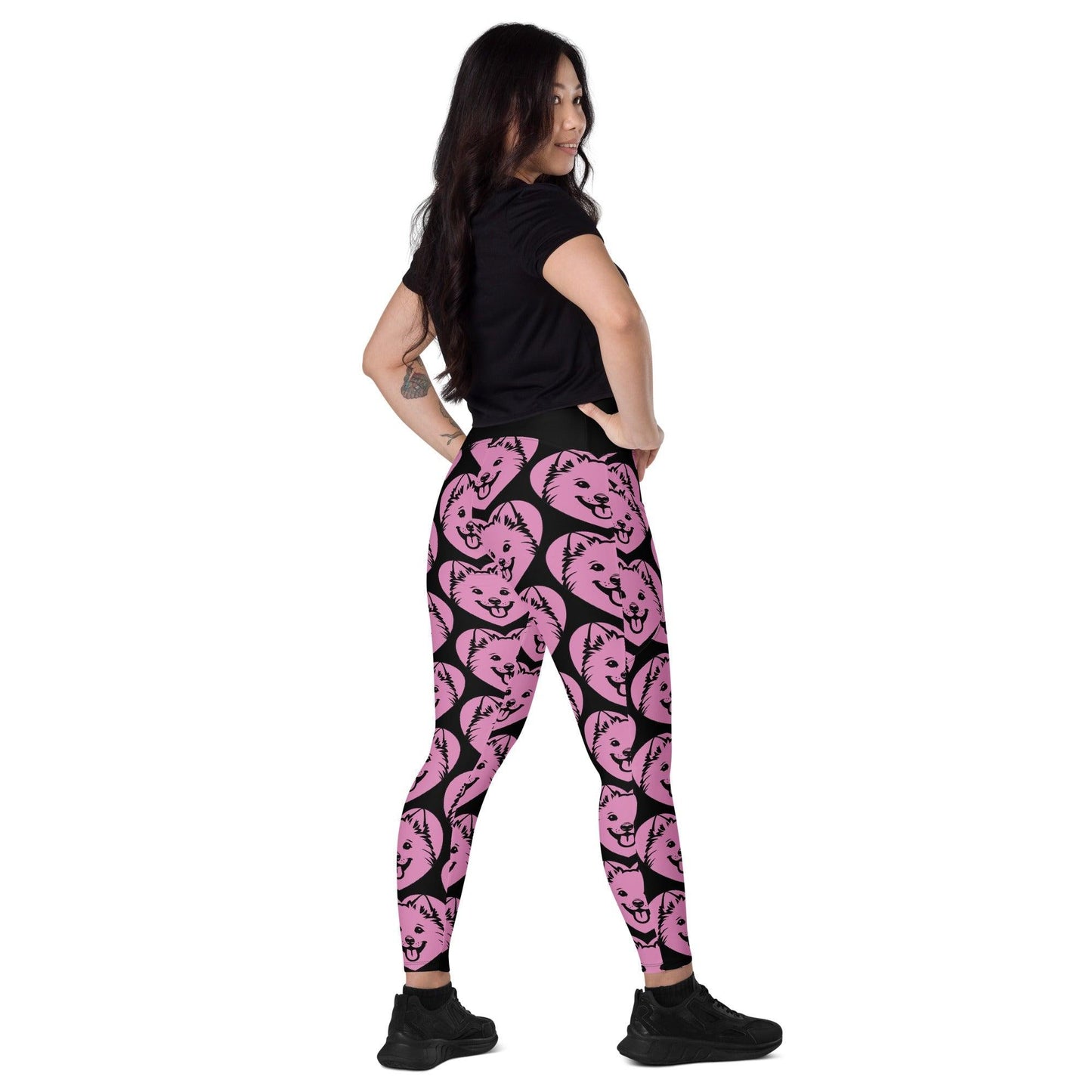 Dog breed leggings with pockets - JAPANESE SPITZ - HERTTAHOUND - pink