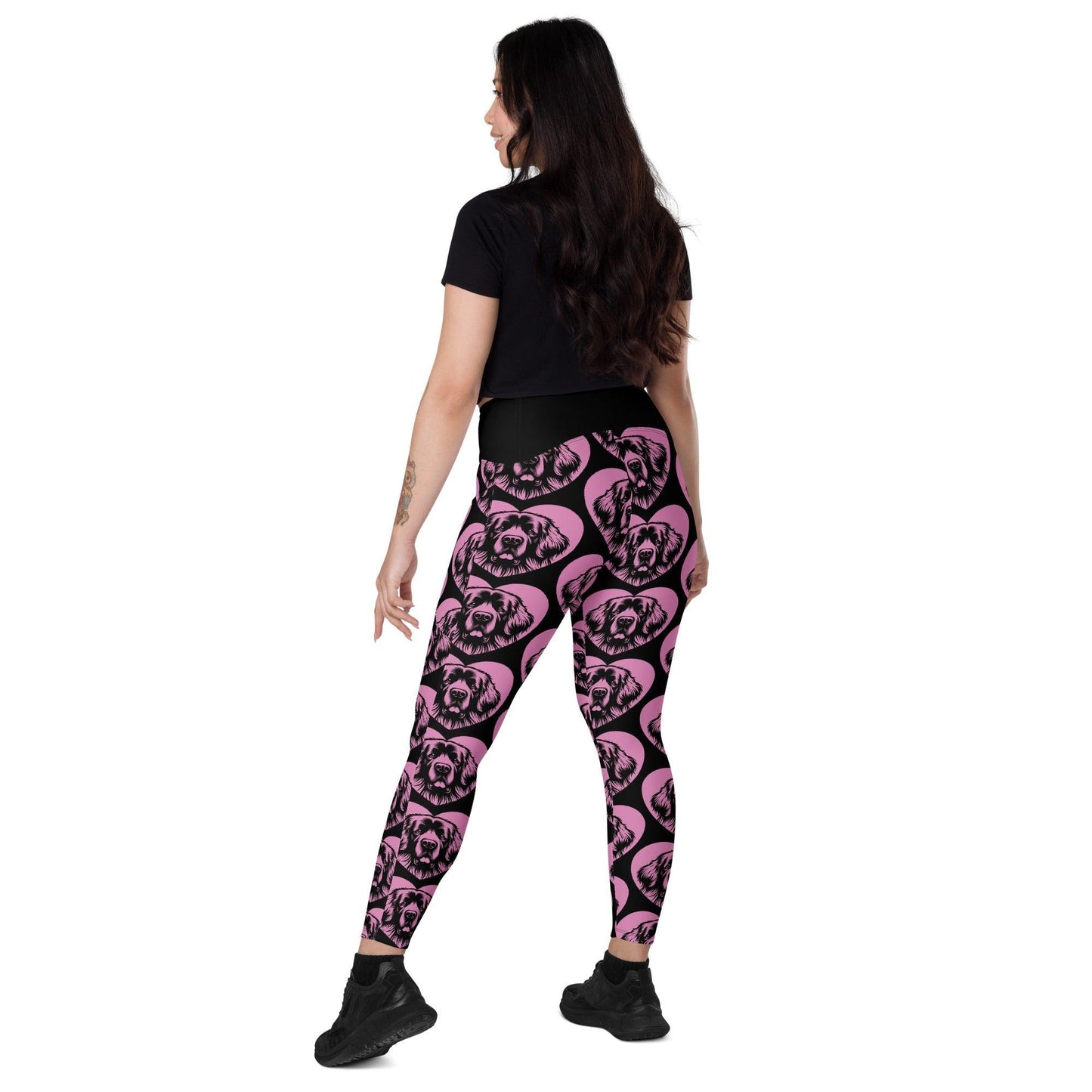Dog breed leggings with pockets - LEONBERGER - HERTTAHOUND - pink