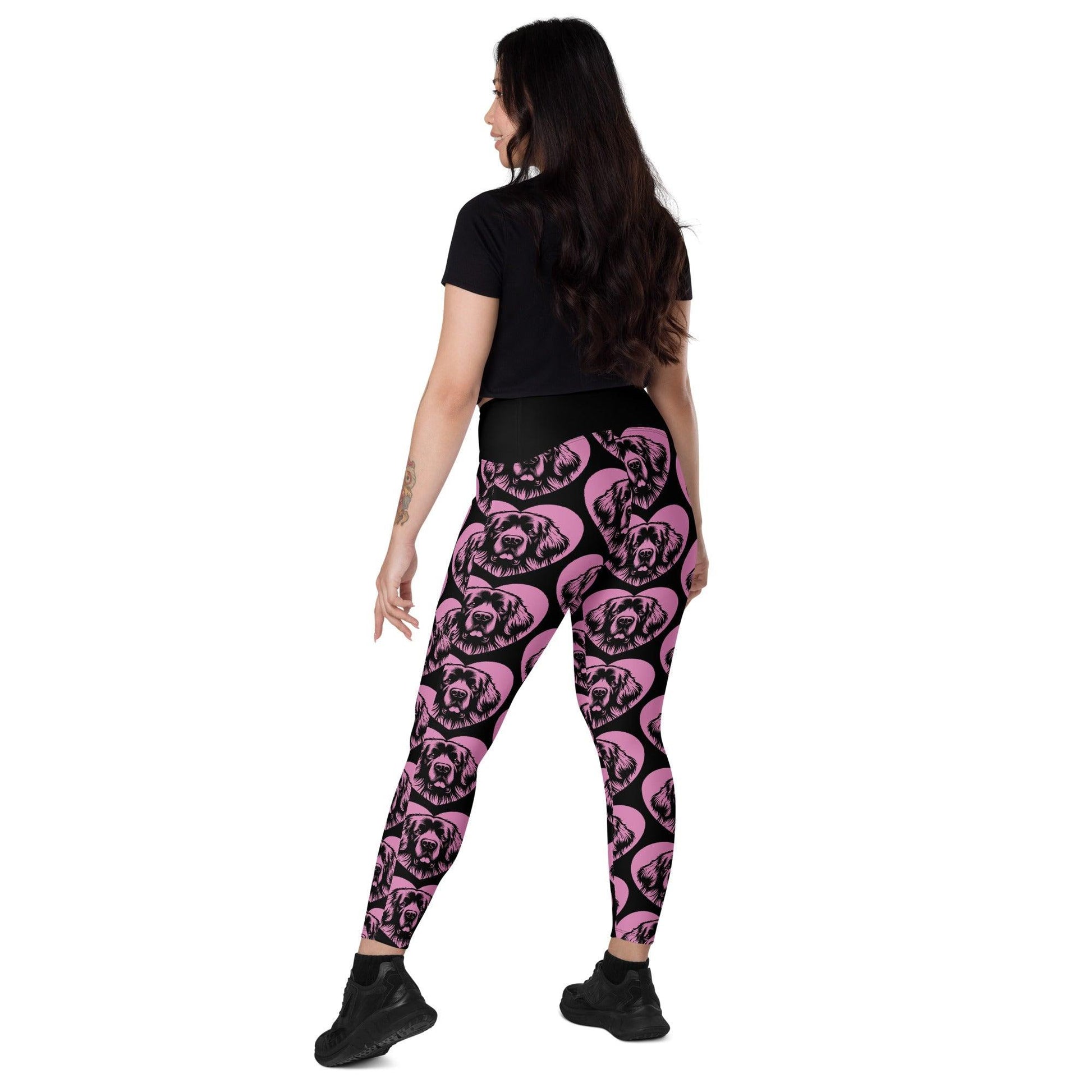 Dog breed leggings with pockets - LEONBERGER - HERTTAHOUND - pink