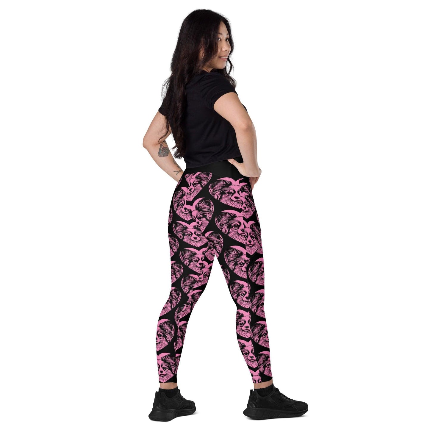 Dog breed leggings with pockets - PAPILLON 2 - HERTTAHOUND - pink