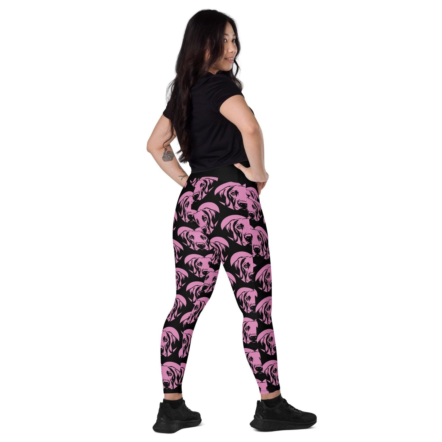 Dog breed leggings with pockets - POINTER - HERTTAHOUND - pink