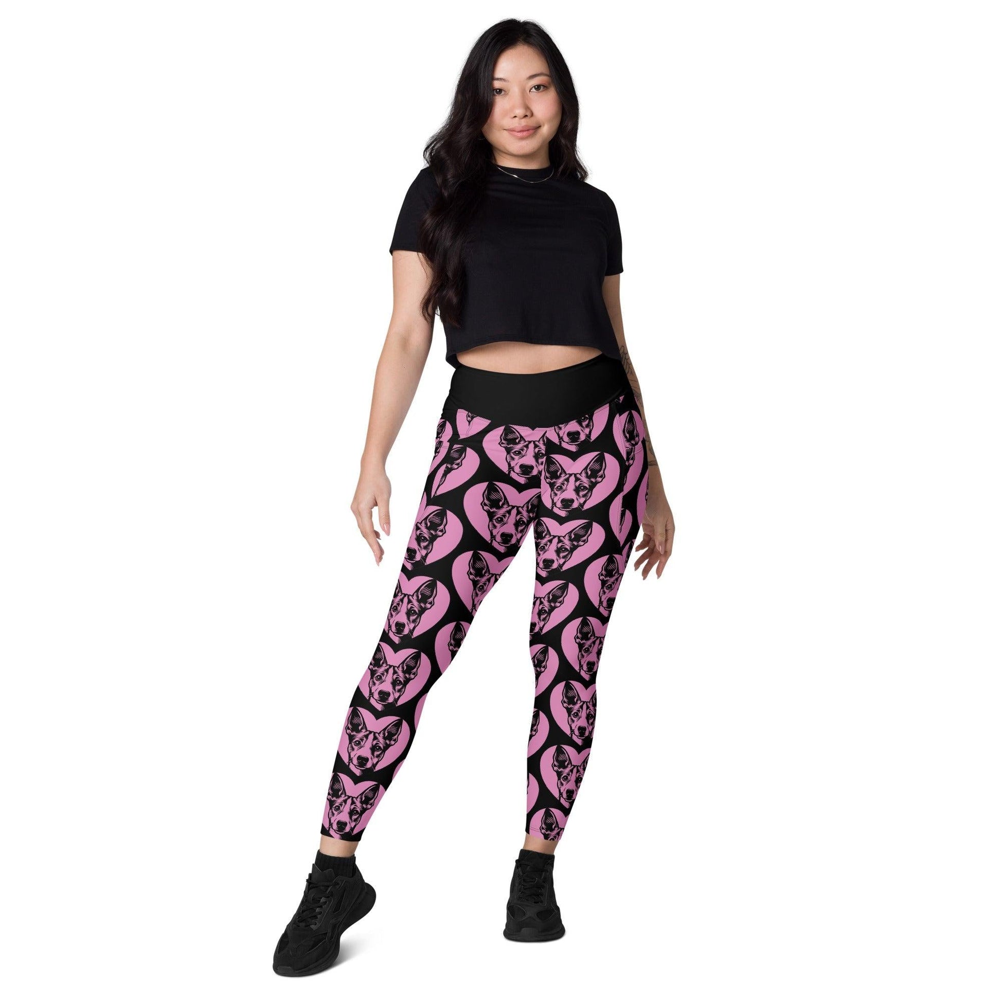 Dog breed leggings with pockets - PORTUGUESE PODENGO - HERTTAHOUND - pink