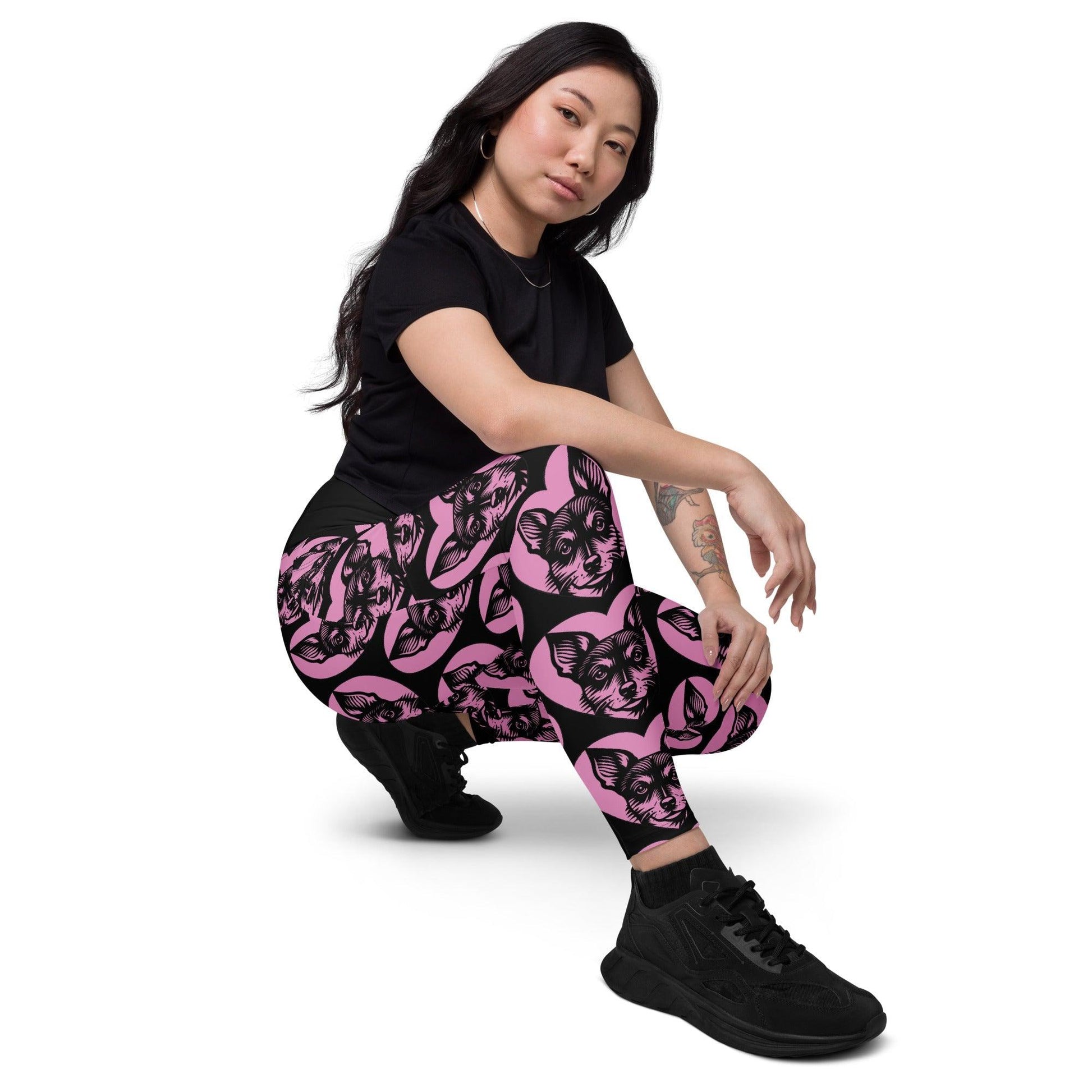 Dog breed leggings with pockets - RAT TERRIER - HERTTAHOUND - pink 6XL