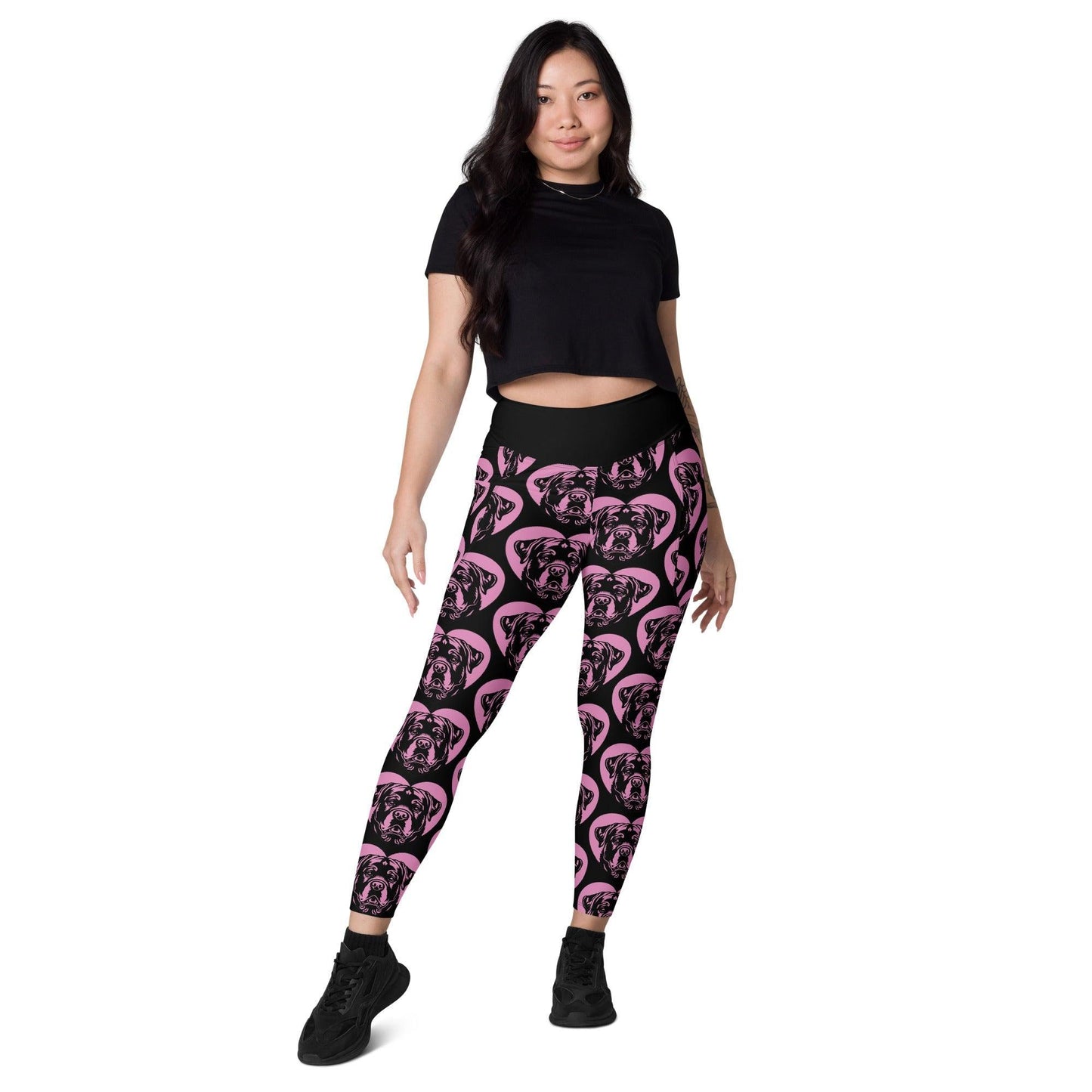 Dog breed leggings with pockets - ROTTWEILER - HERTTAHOUND - pink