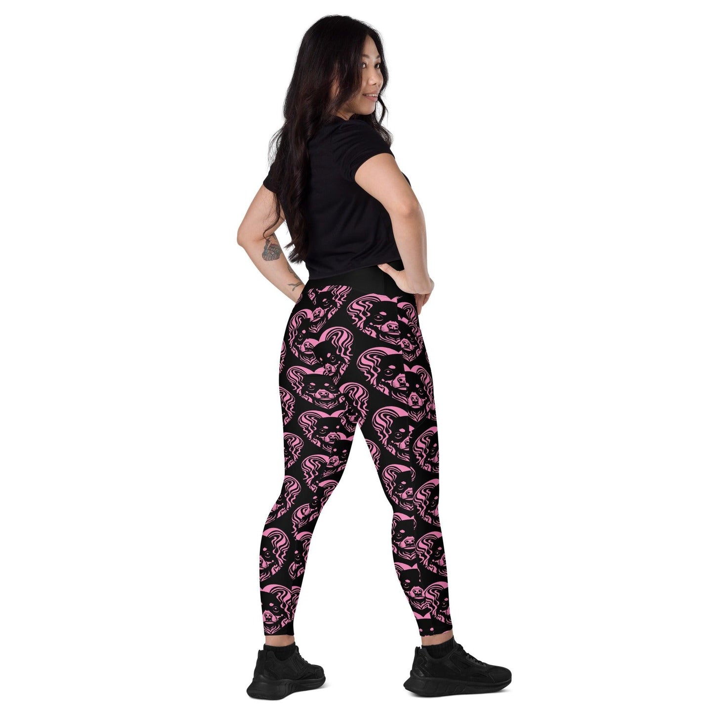 Dog breed leggings with pockets - RUSSIAN TOY - HERTTAHOUND - pink