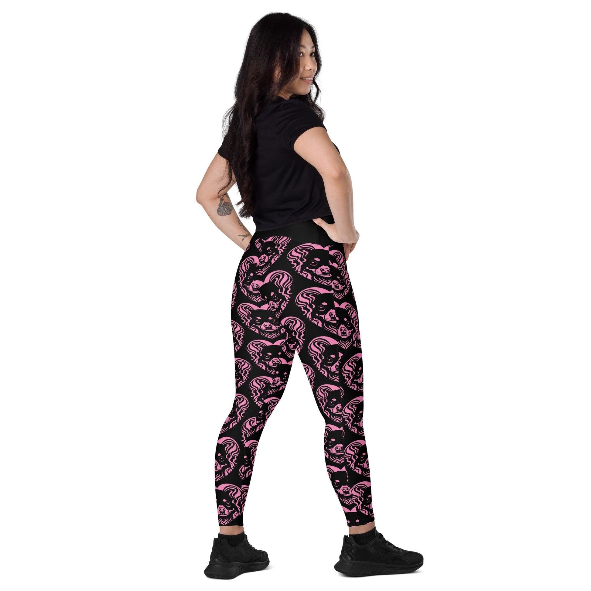 Dog breed leggings with pockets - RUSSIAN TOY - HERTTAHOUND - pink