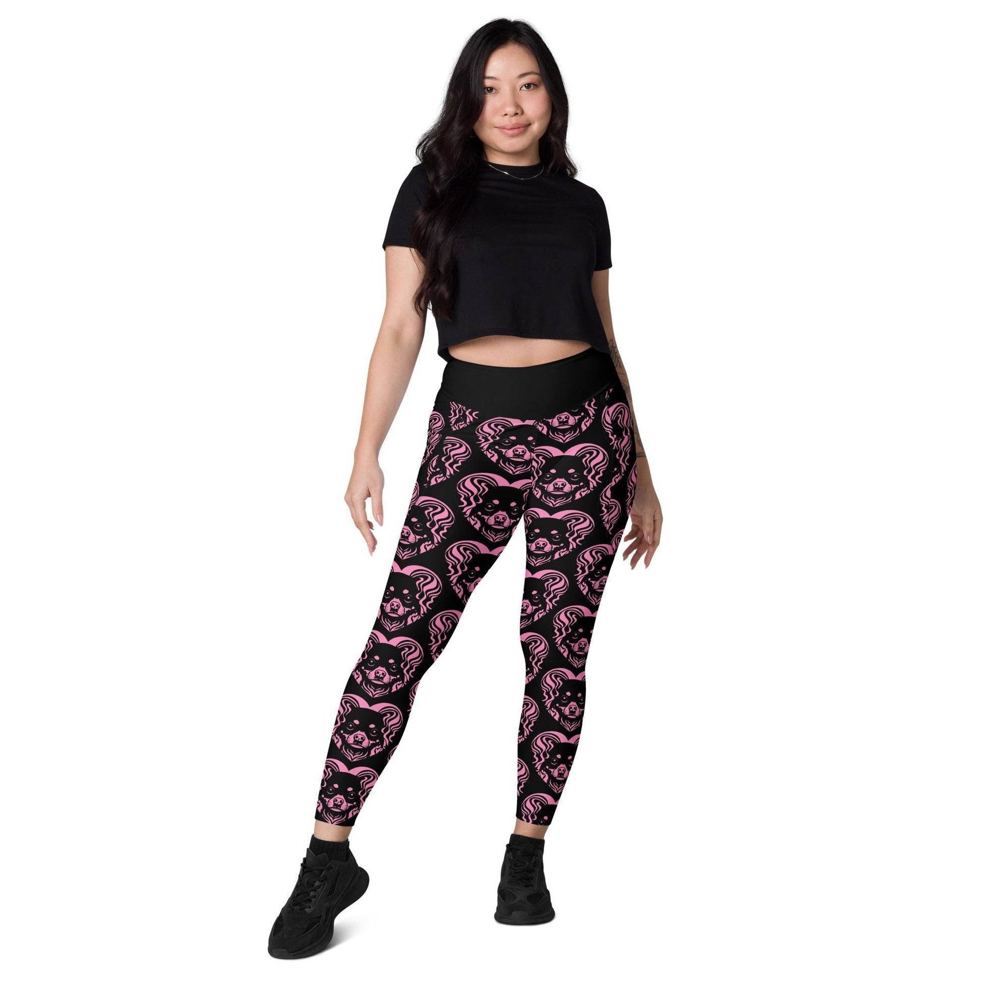 Dog breed leggings with pockets - RUSSIAN TOY - HERTTAHOUND - pink