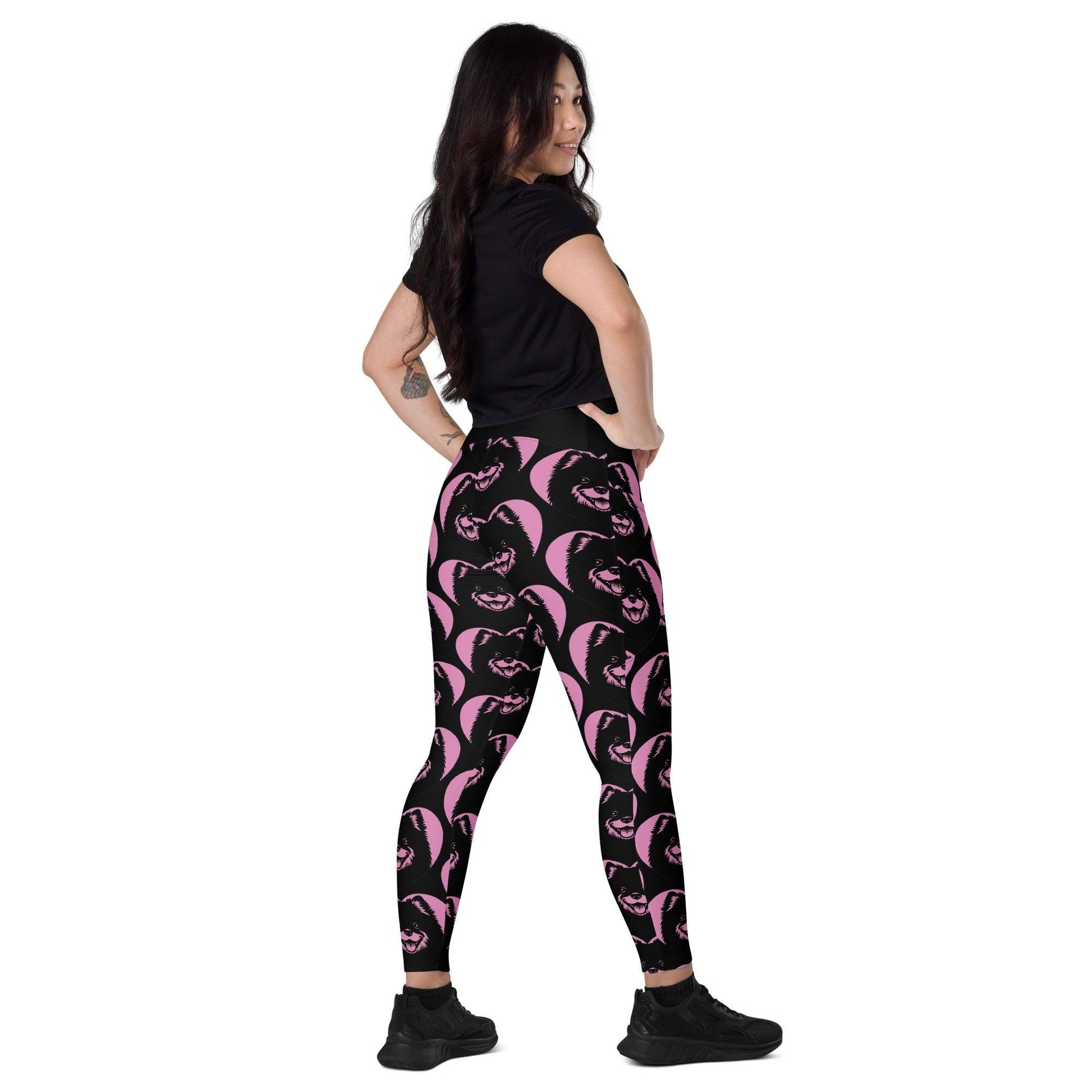 Dog breed leggings with pockets - SWEDISH LAPPHUND - HERTTAHOUND - pink