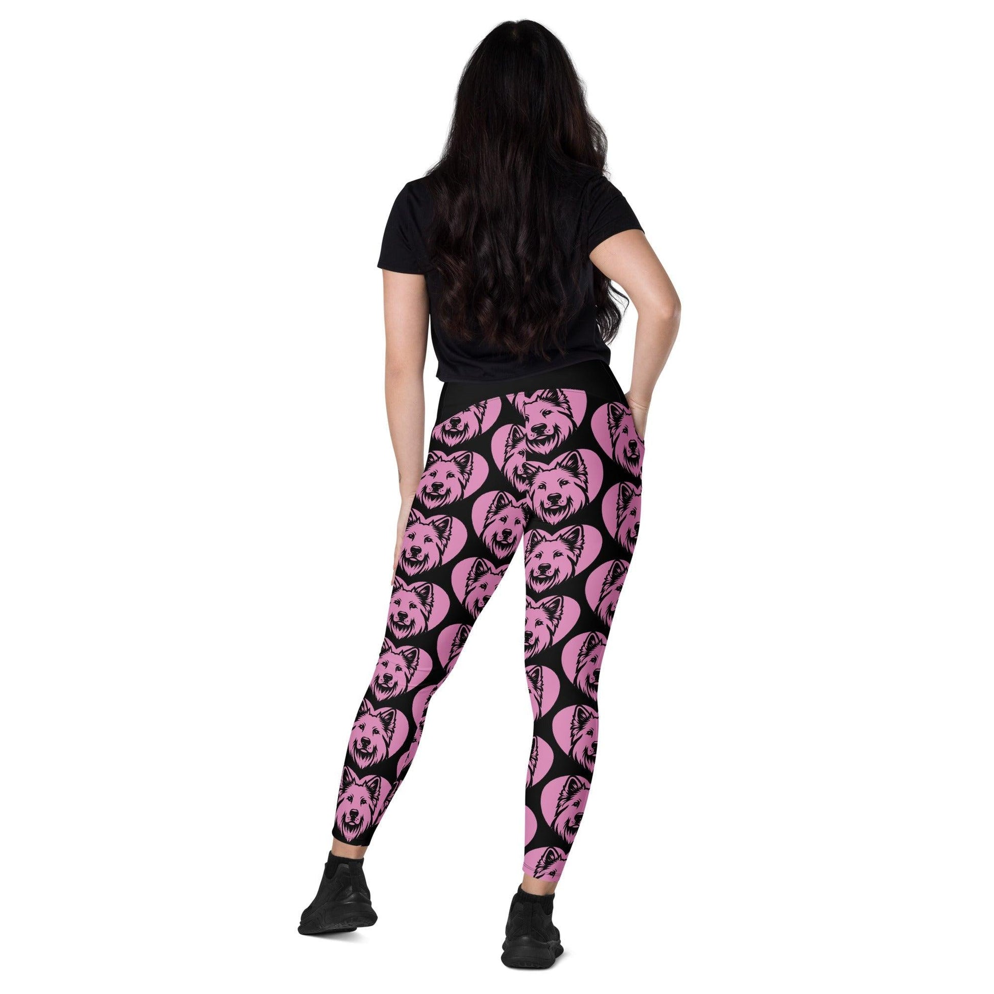 DOG BREED LEGGINGS with pockets - WHITE SHEPHERD - HERTTAHOUND - pink