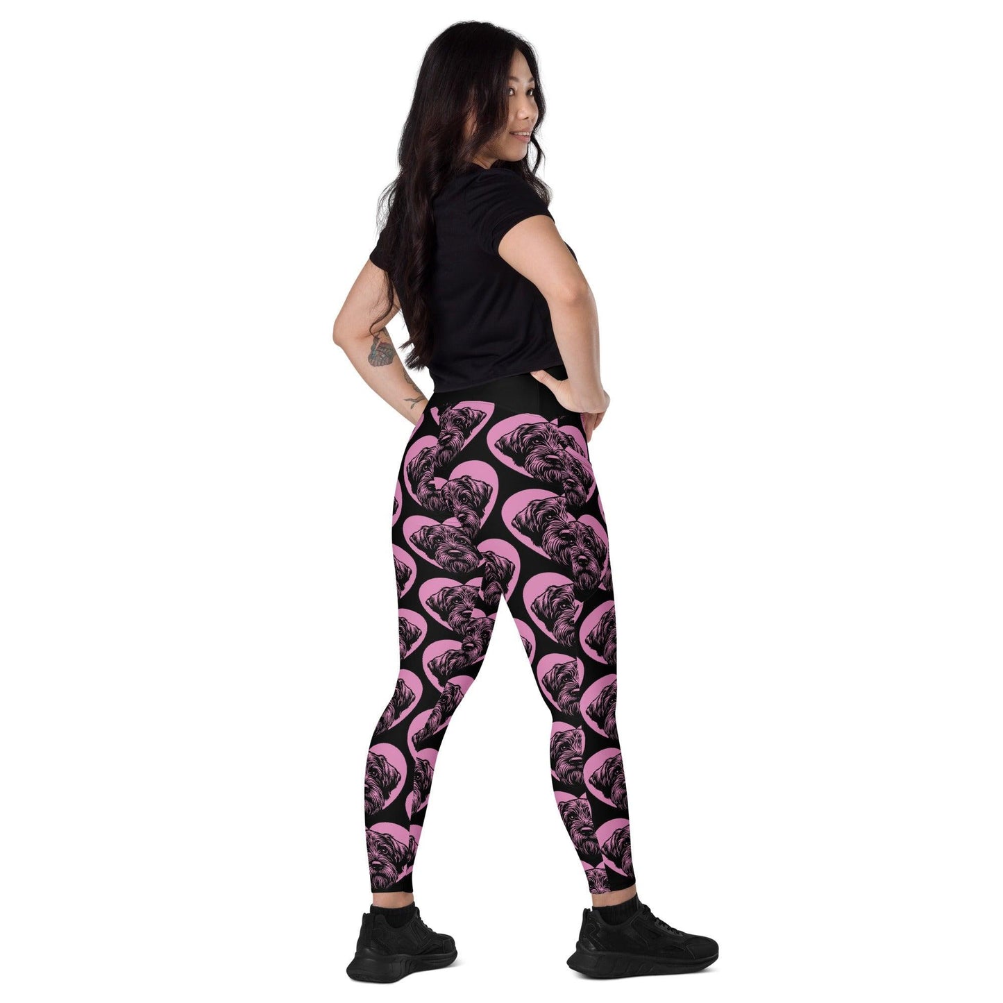 DOG BREED LEGGINGS with pockets - WIREHAIRED POINTING GRIFFON - HERTTAHOUND - pink
