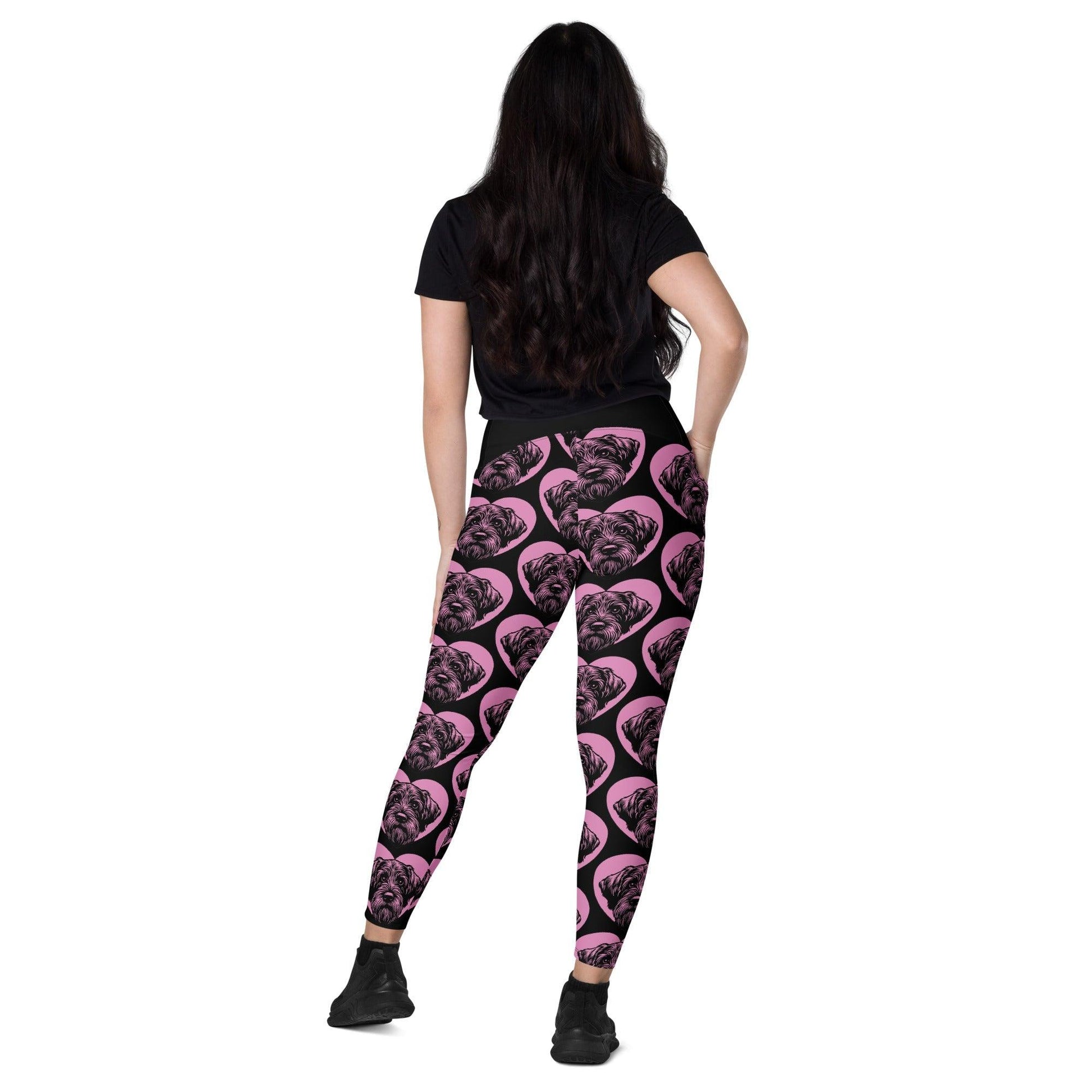 DOG BREED LEGGINGS with pockets - WIREHAIRED POINTING GRIFFON - HERTTAHOUND - pink