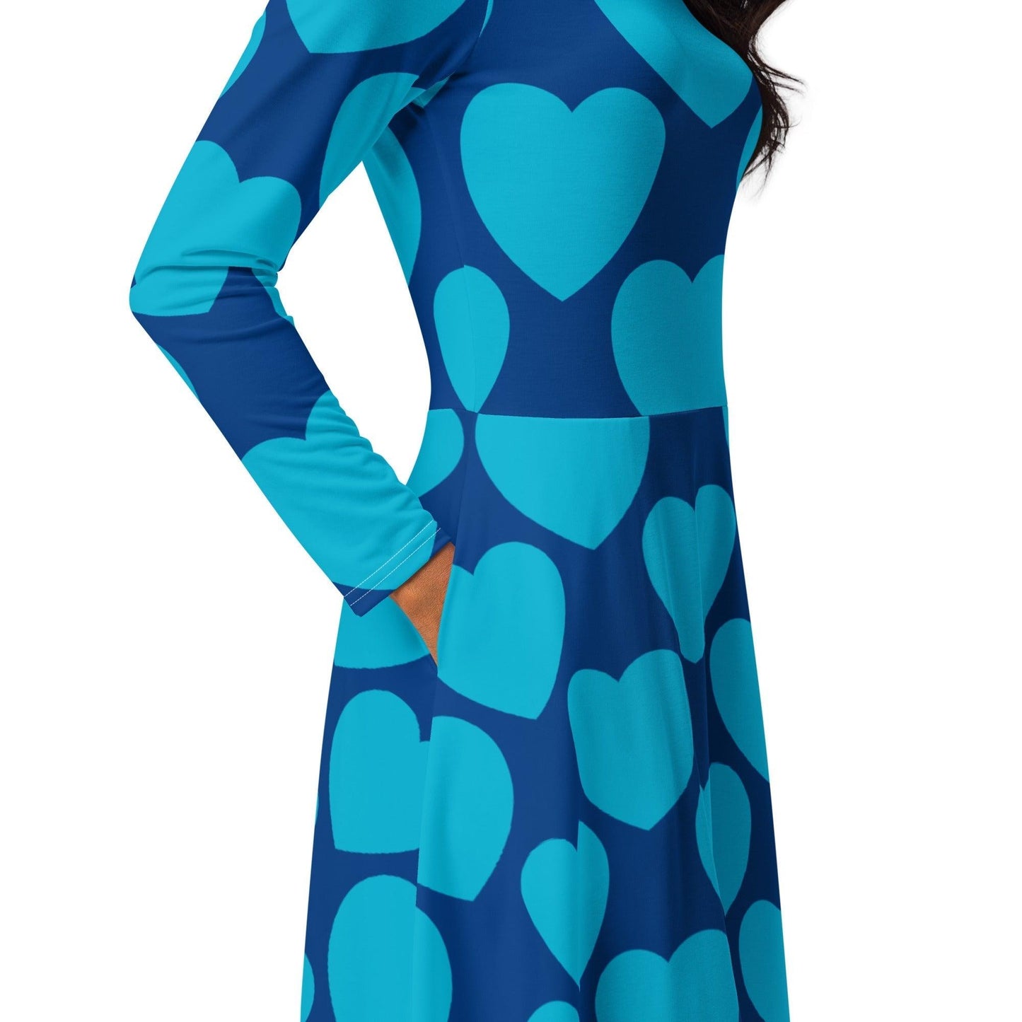 Midi Dress - ELLIE LOVE blue - Bold Heart Print