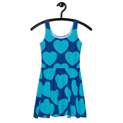 Skater Dress - ELLIE LOVE blue - Bold Heart Print