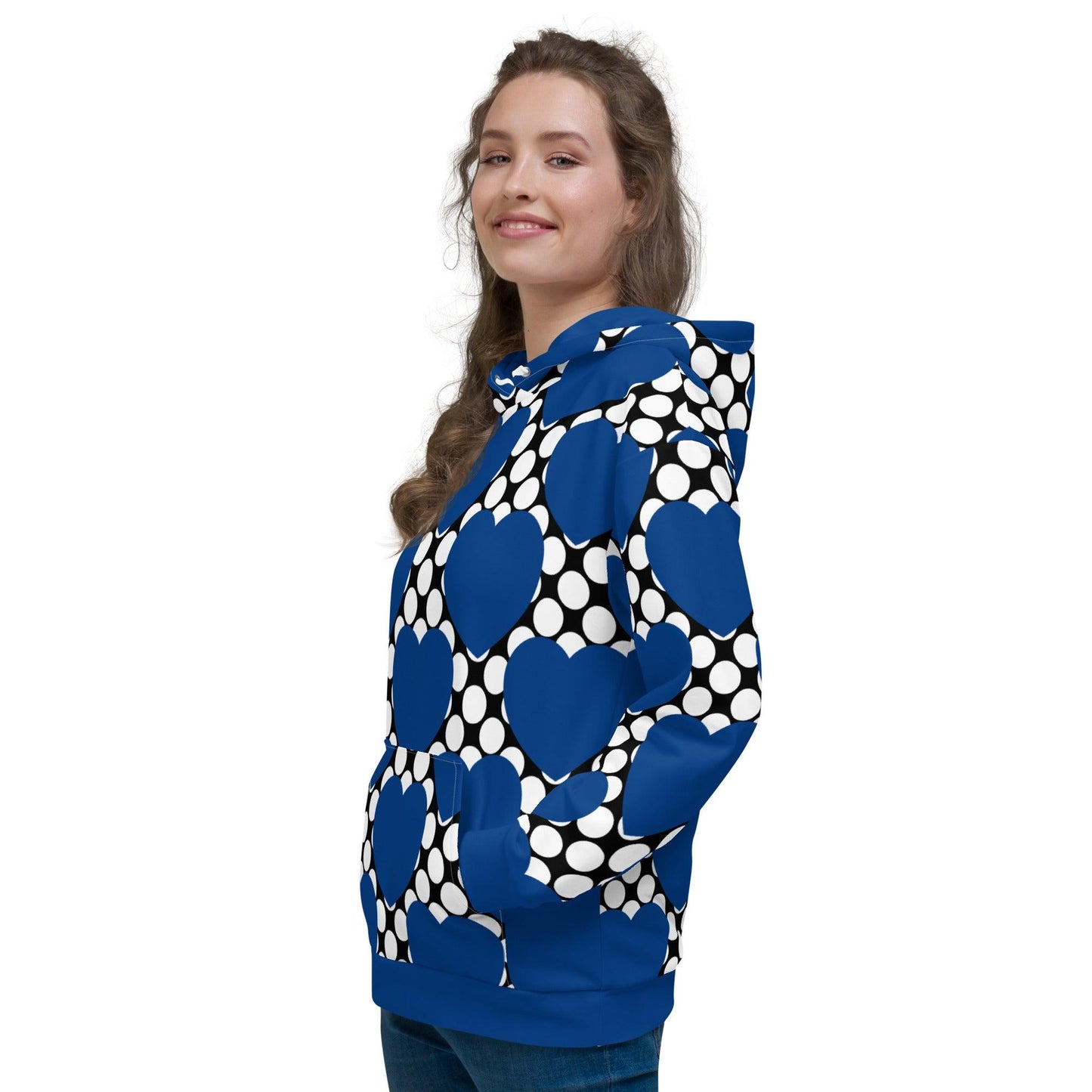 Hoodie - ELLIE LOVE DOT blue black - Bold Heart Print