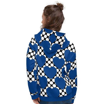 Hoodie - ELLIE LOVE DOT blue black - Bold heart print