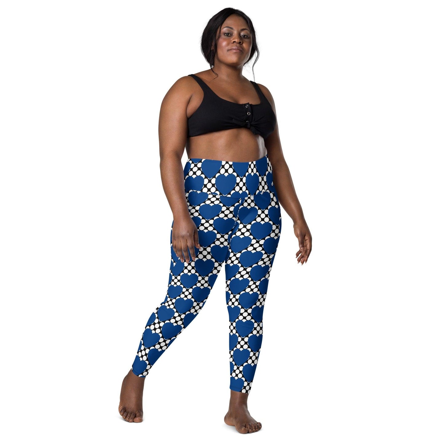 Leggings With Pockets - ELLIE LOVE DOT blue black - Bold Heart Print