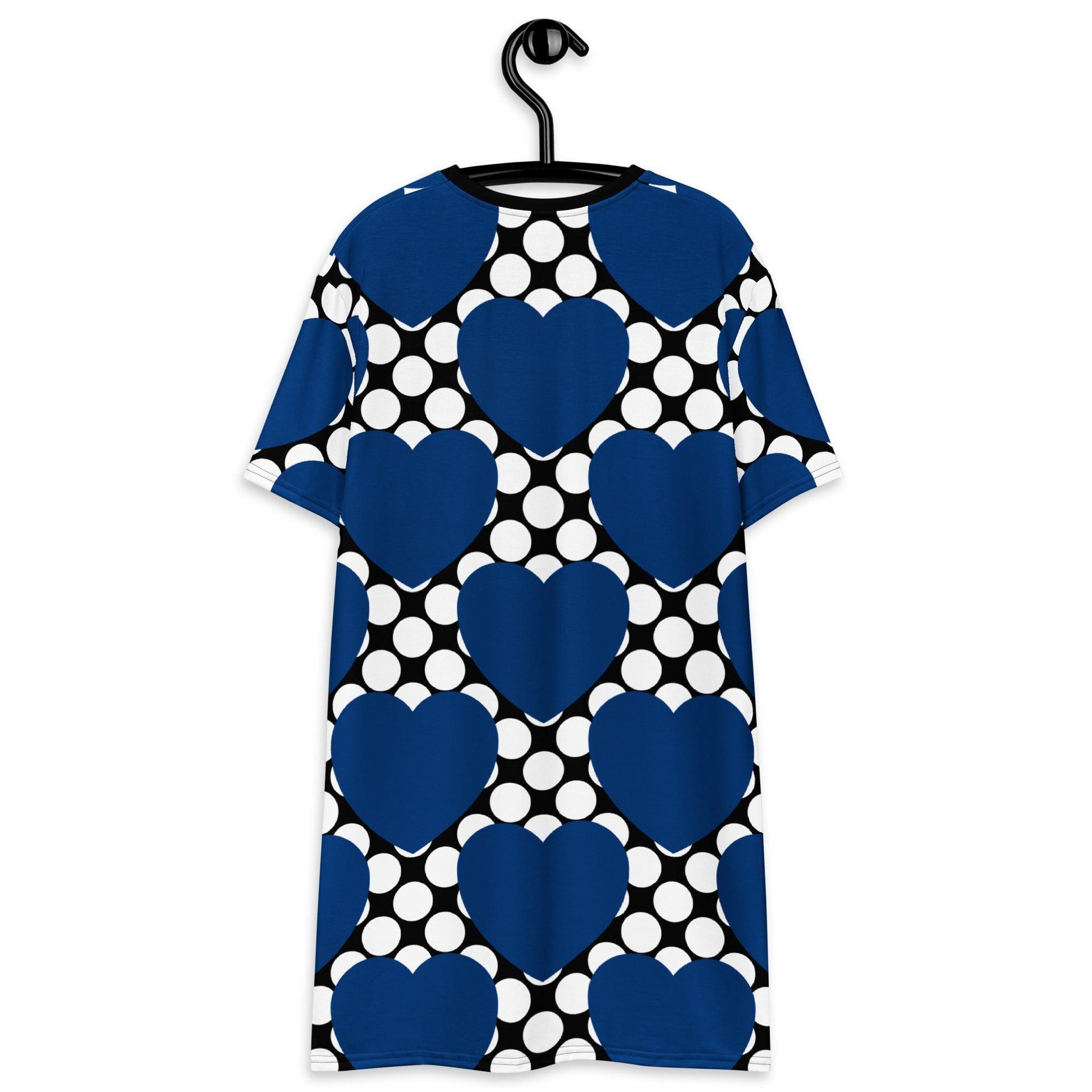 T-Shirt Dress - ELLIE LOVE DOT blue black - Bold Heart Print