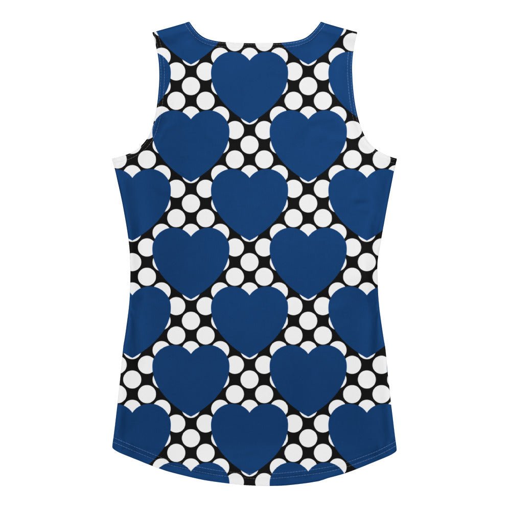 Tank top - ELLIE LOVE DOT blue black - Bold heart print XL