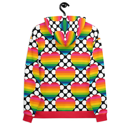 Hoodie - ELLIE LOVE DOT rainbow - Bold heart print 6XL