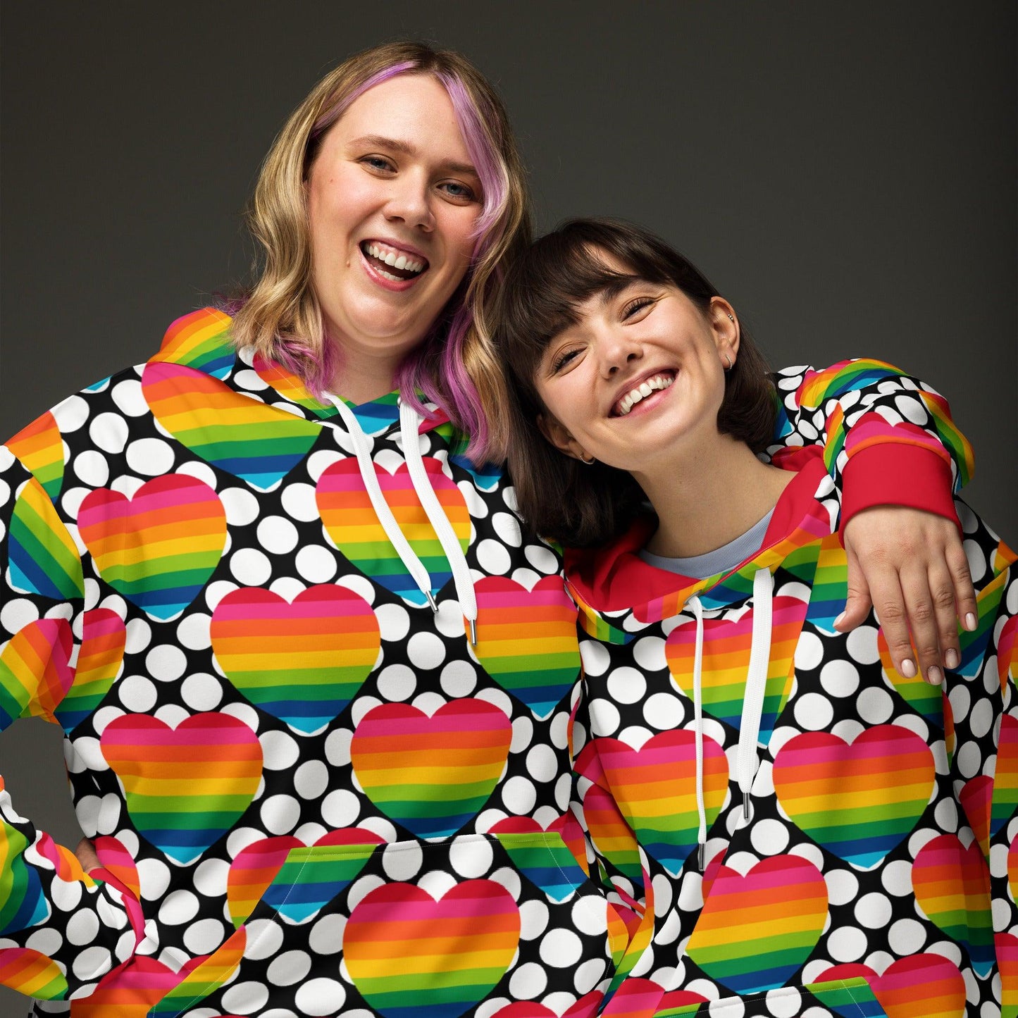 Hoodie - ELLIE LOVE DOT rainbow - Bold Heart Print