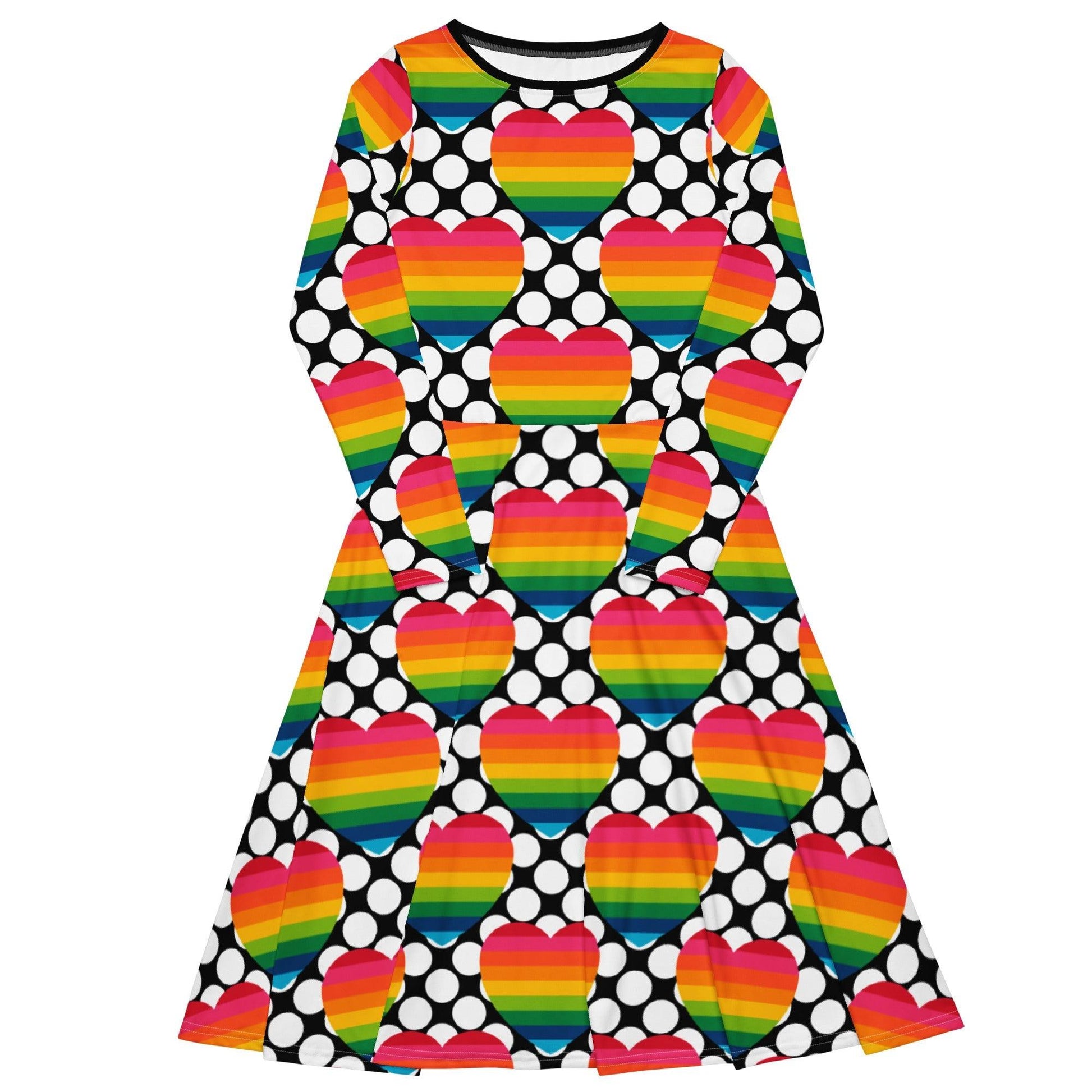 Midi dress - ELLIE LOVE DOT rainbow - Bold heart print 6XL