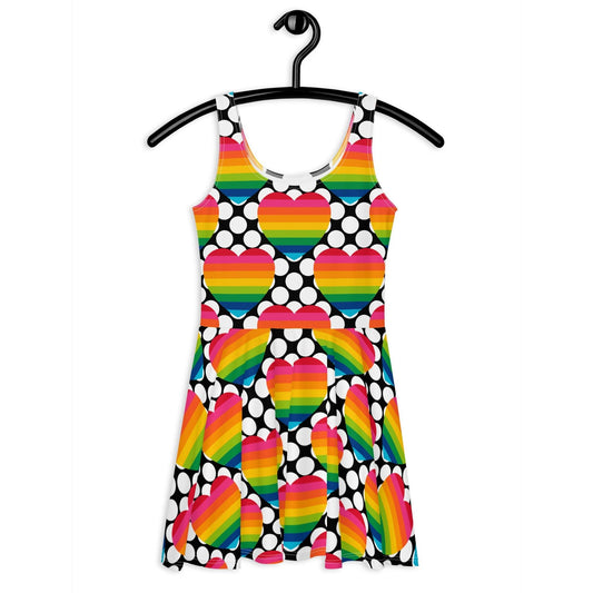 Skater Dress - ELLIE LOVE DOT rainbow - Bold Heart Print
