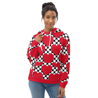 Hoodie - ELLIE LOVE DOT red black - Bold heart print 6XL