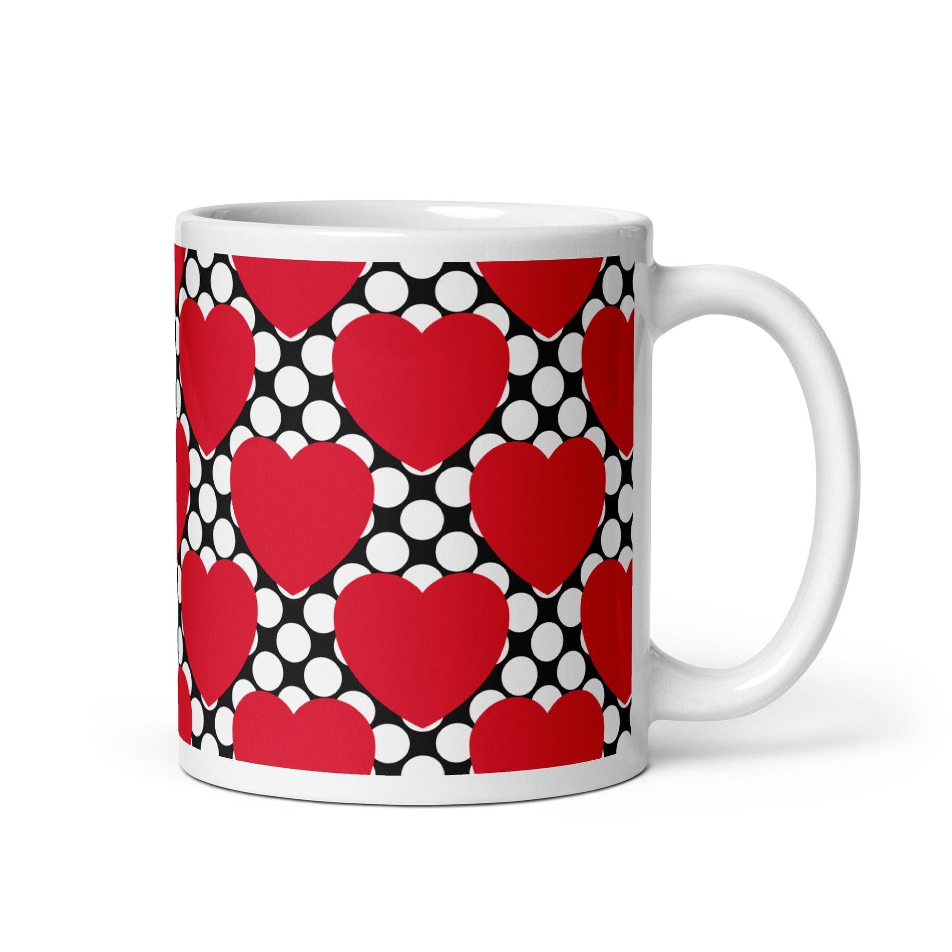 Mug - ELLIE LOVE DOT red black - Bold Heart Print