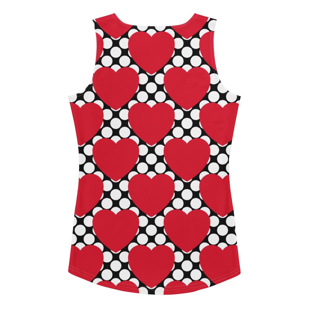 Tank top - ELLIE LOVE DOT red black - Bold heart print XL