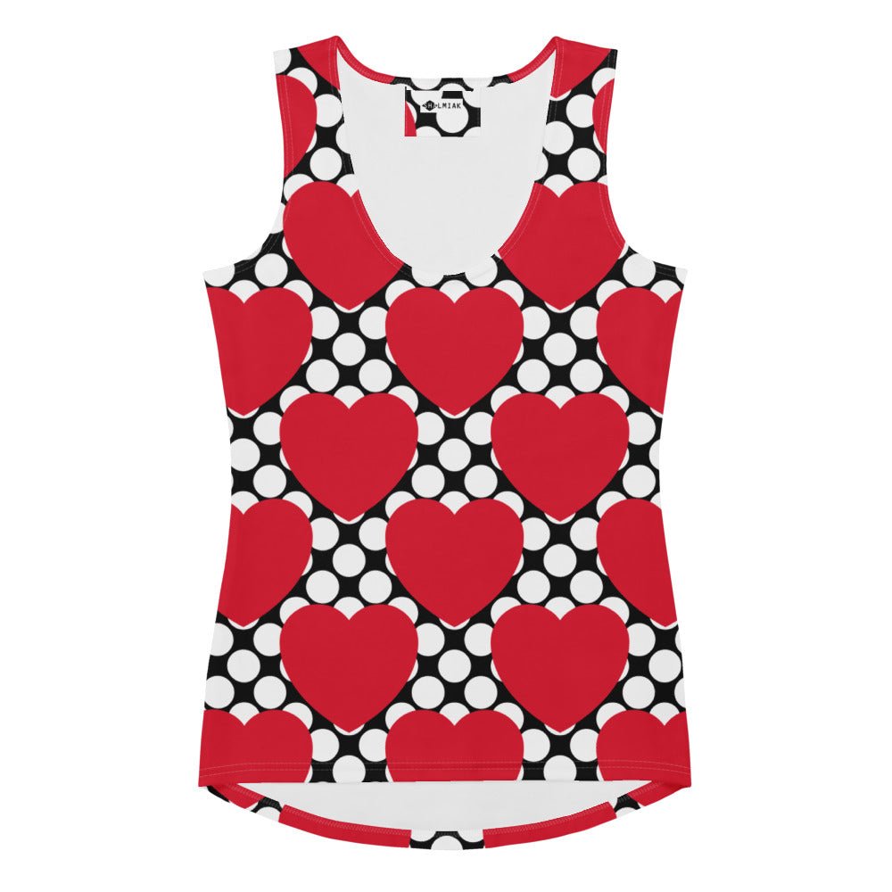 Tank top - ELLIE LOVE DOT red black - Bold heart print