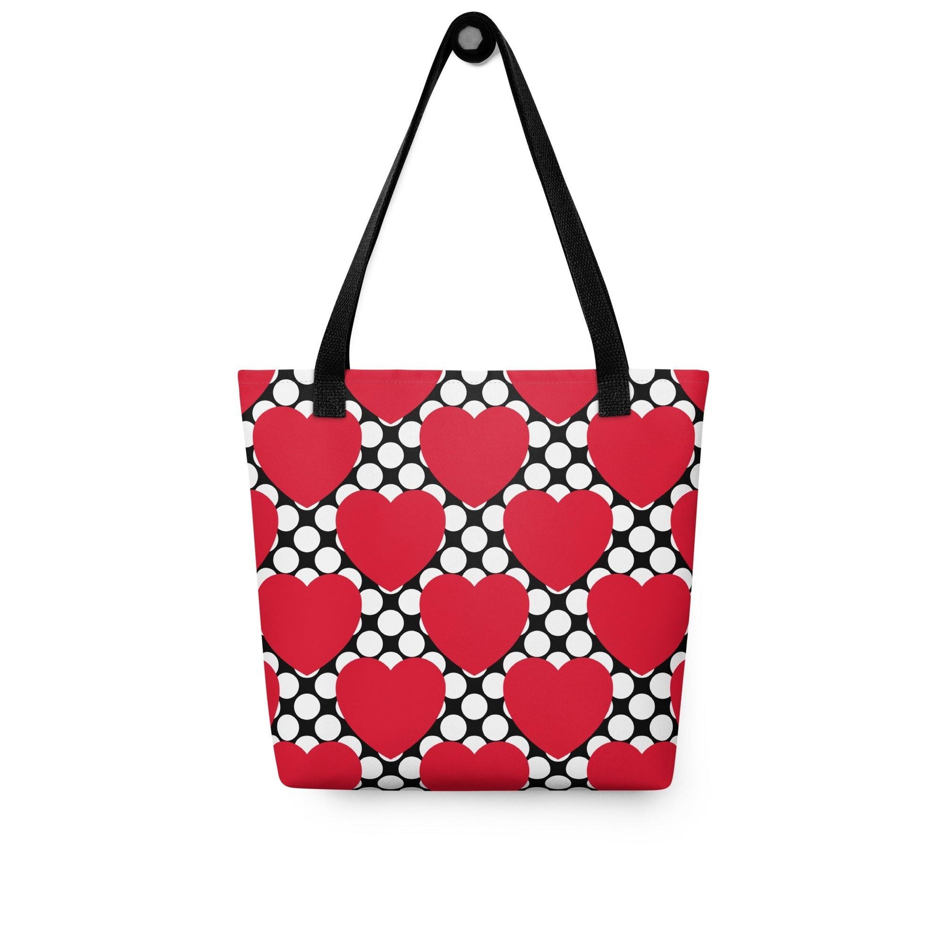Tote Bag - ELLIE LOVE DOT red black - Bold Heart Print