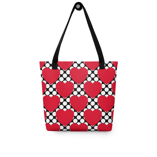 Tote Bag - ELLIE LOVE DOT red black - Bold Heart Print
