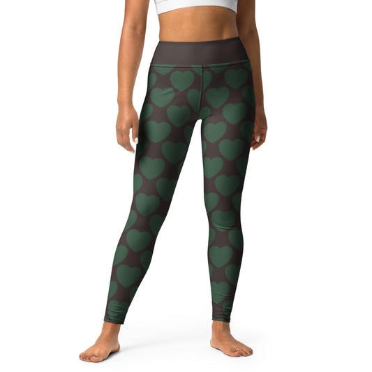 Yoga Leggings -2- ELLIE LOVE forest - Bold Heart Print