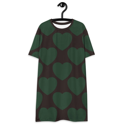 T-Shirt Dress - ELLIE LOVE forest - Bold Heart Print