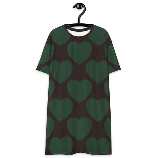 T-Shirt Dress - ELLIE LOVE forest - Bold Heart Print