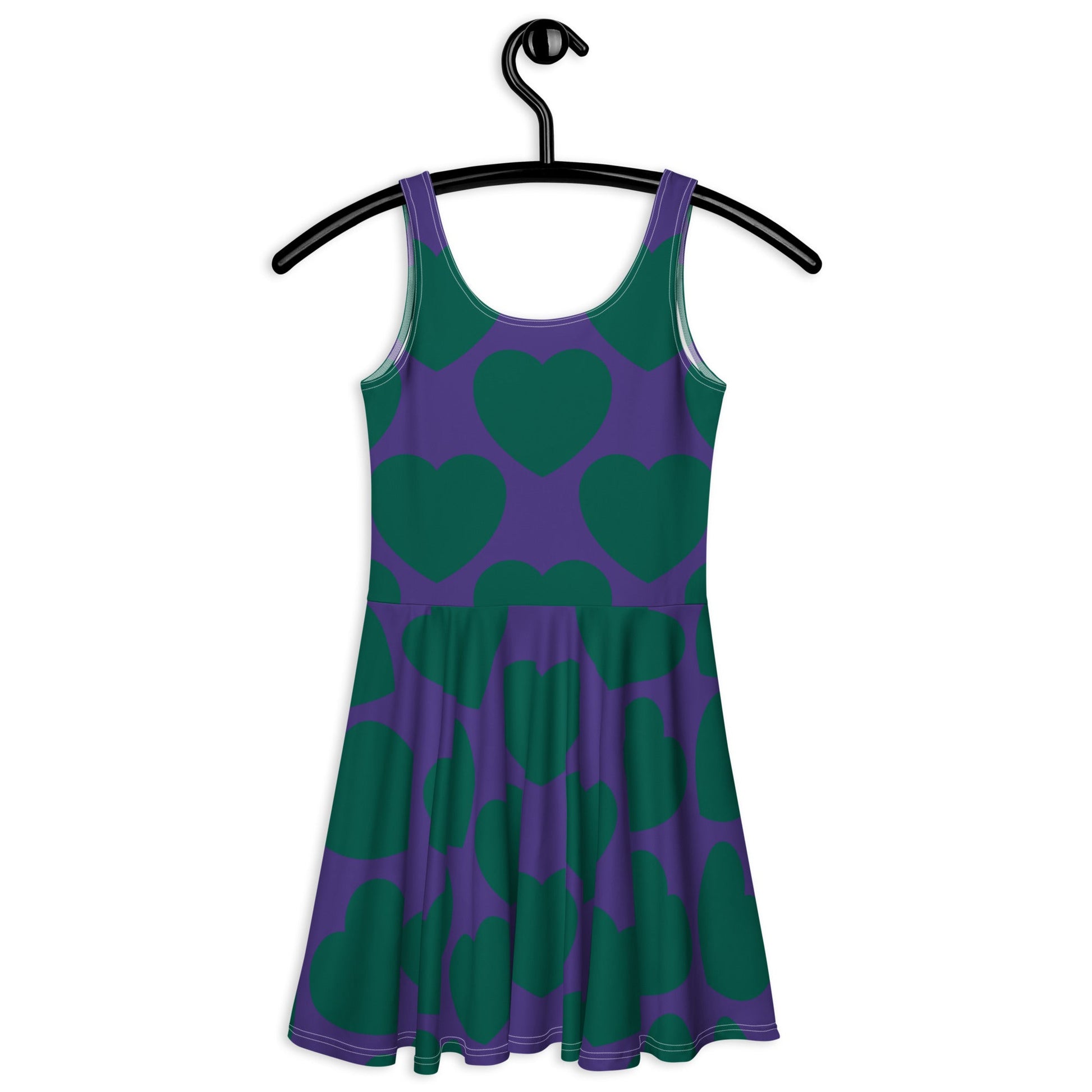 Skater Dress - ELLIE LOVE green purple - Bold Heart Print