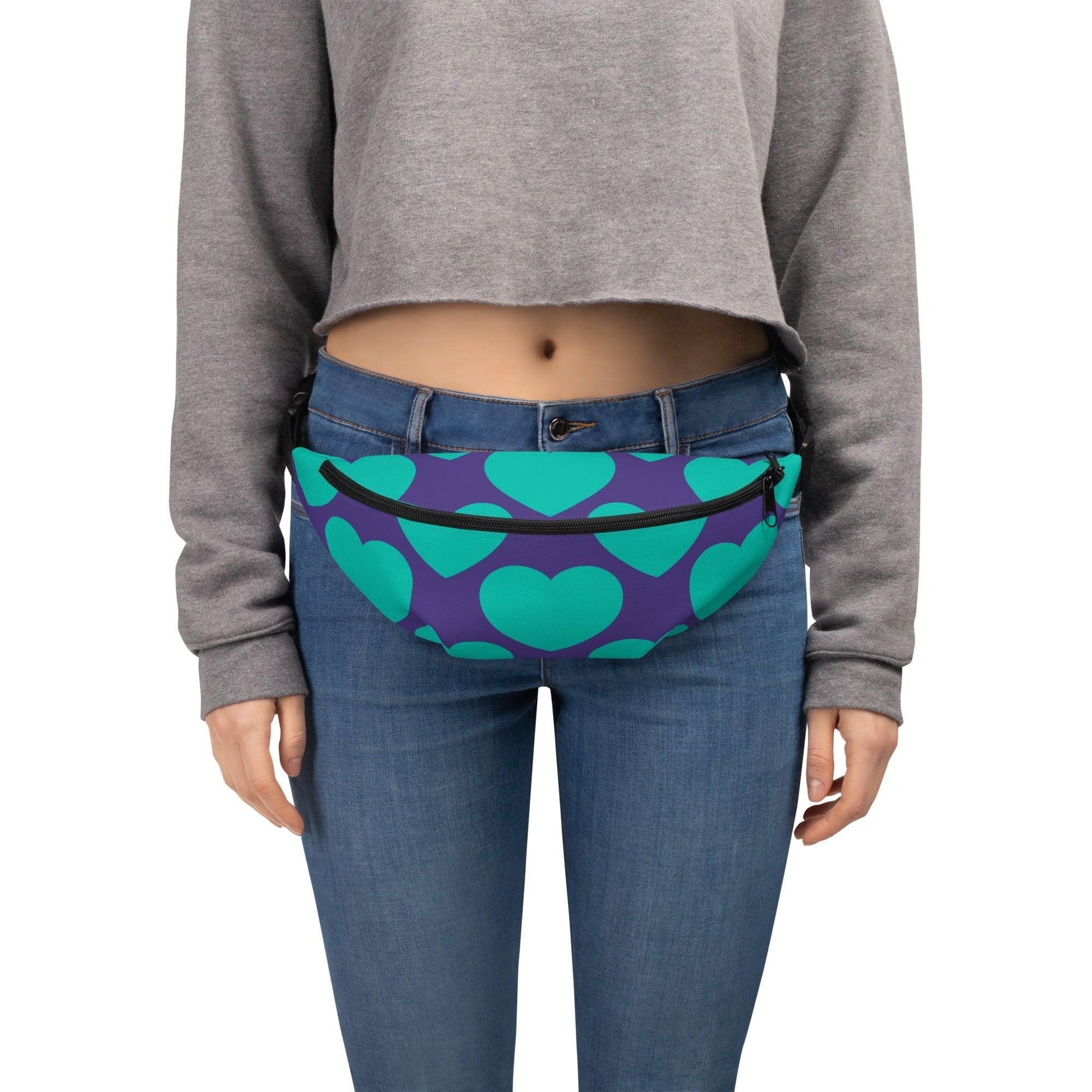 Fanny Pack - ELLIE LOVE mint purple - Bold Heart Print