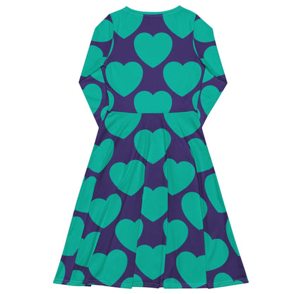 Midi Dress - ELLIE LOVE mint purple - Bold Heart Print