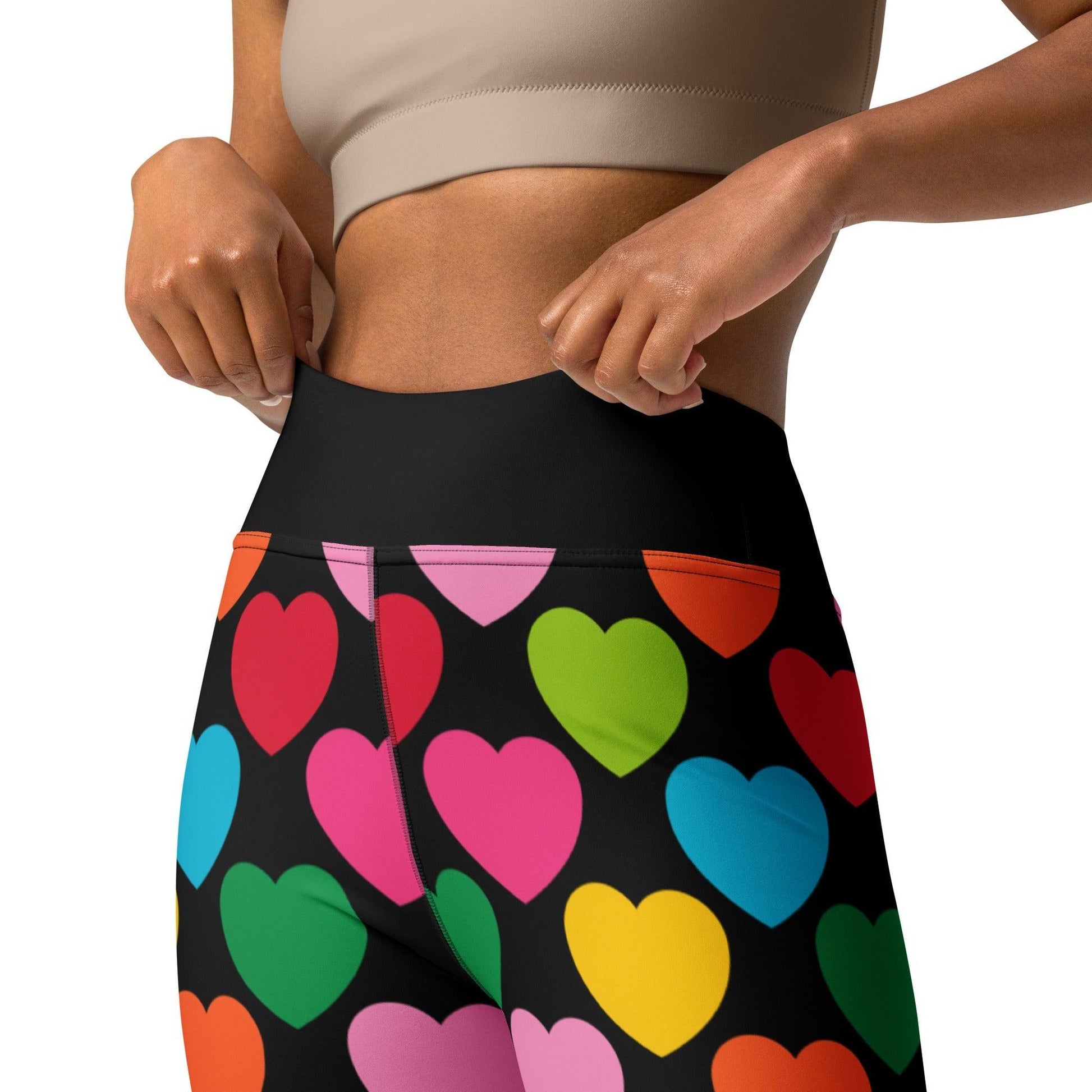 Yoga Leggings -2- ELLIE LOVE mix black - Bold Heart Print
