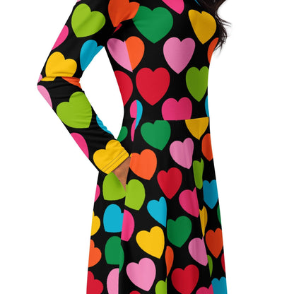 Midi Dress - ELLIE LOVE mix black - Bold Heart Print