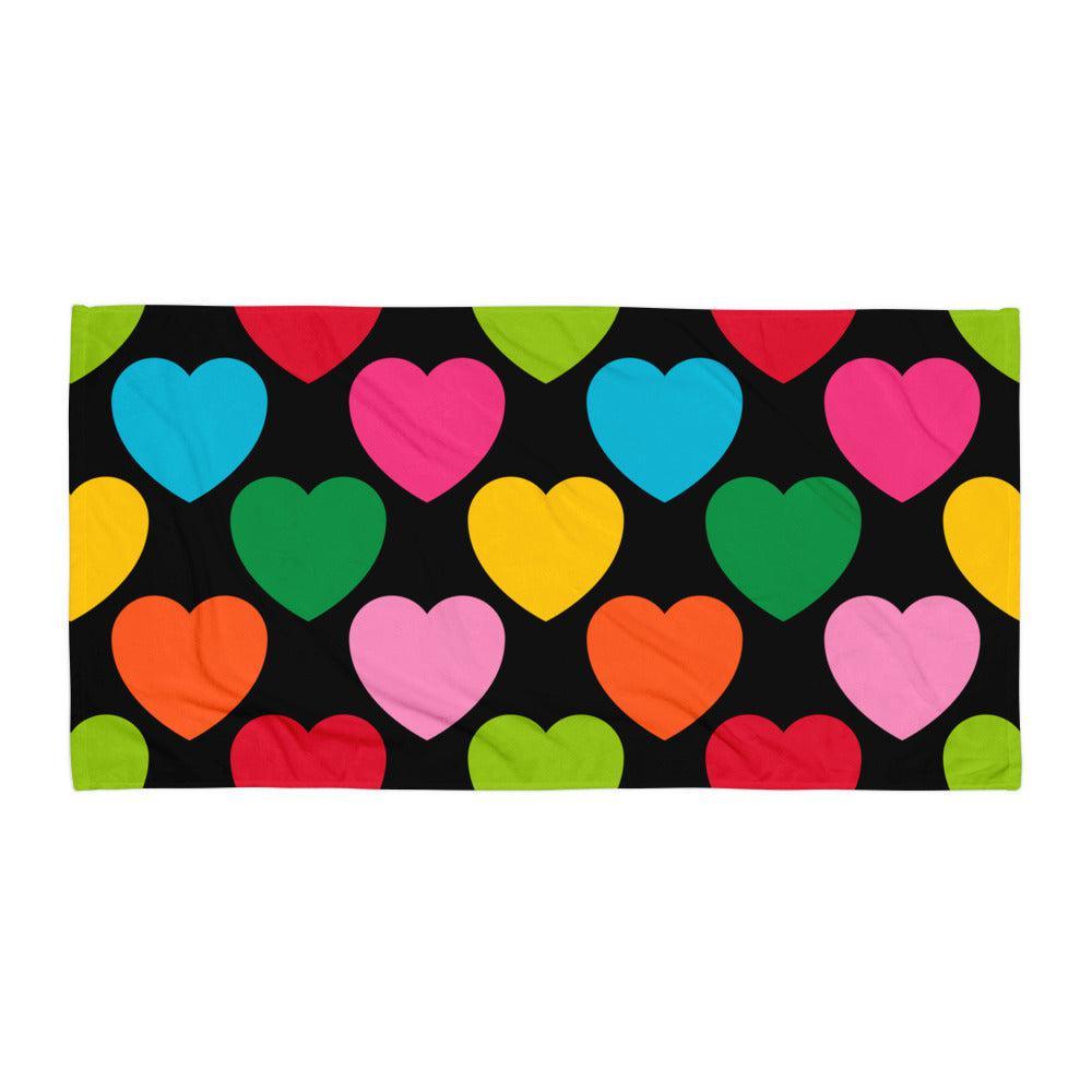Towel - ELLIE LOVE mix black - Bold heart print
