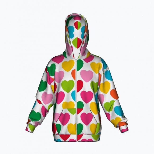 Cotton Zipper Hoodie - ELLIE LOVE mix - Bold Heart Print