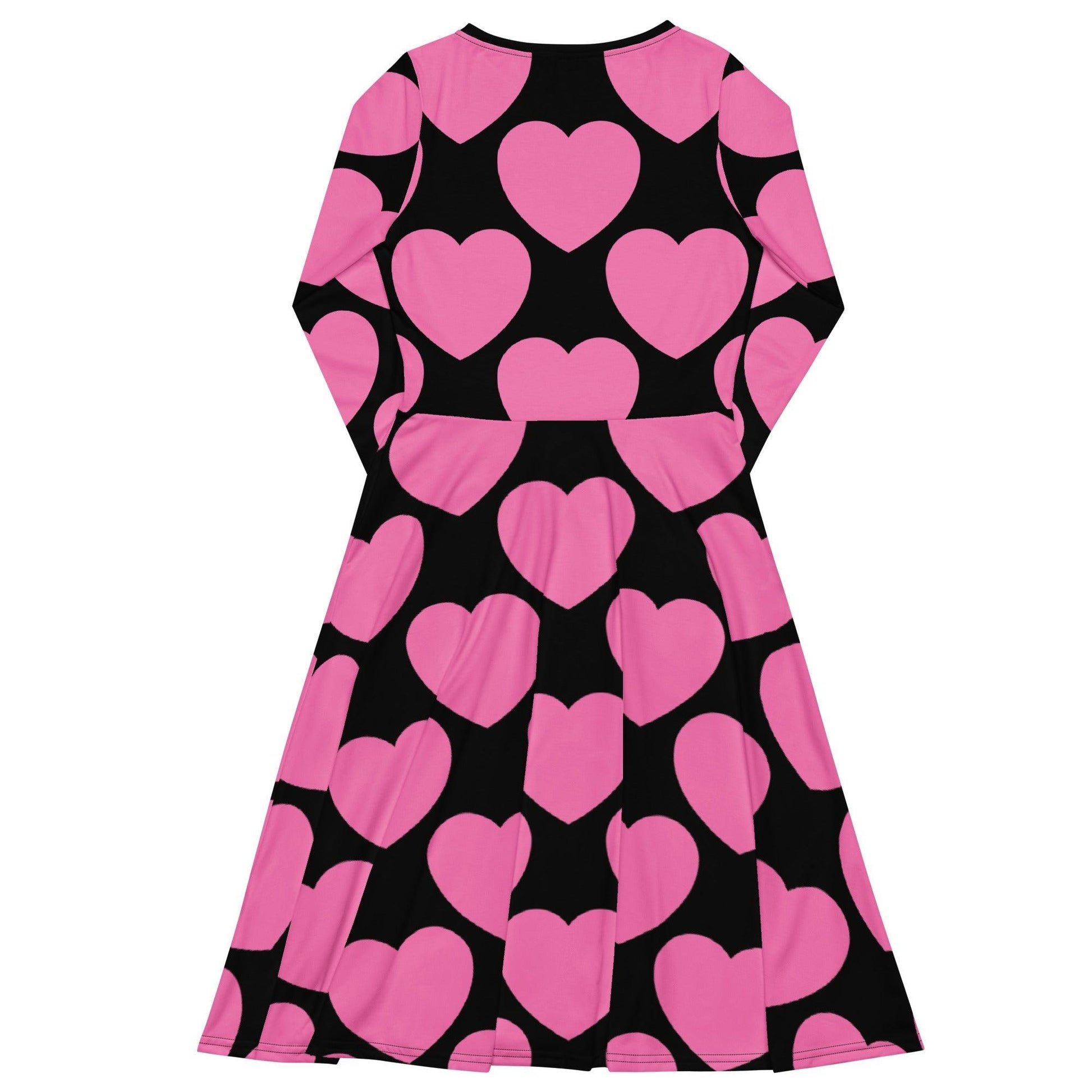 Midi Dress - ELLIE LOVE pink black - Bold Heart Print