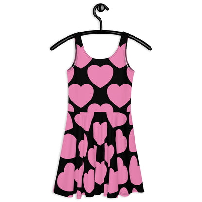 Skater Dress - ELLIE LOVE pink black - Bold Heart Print