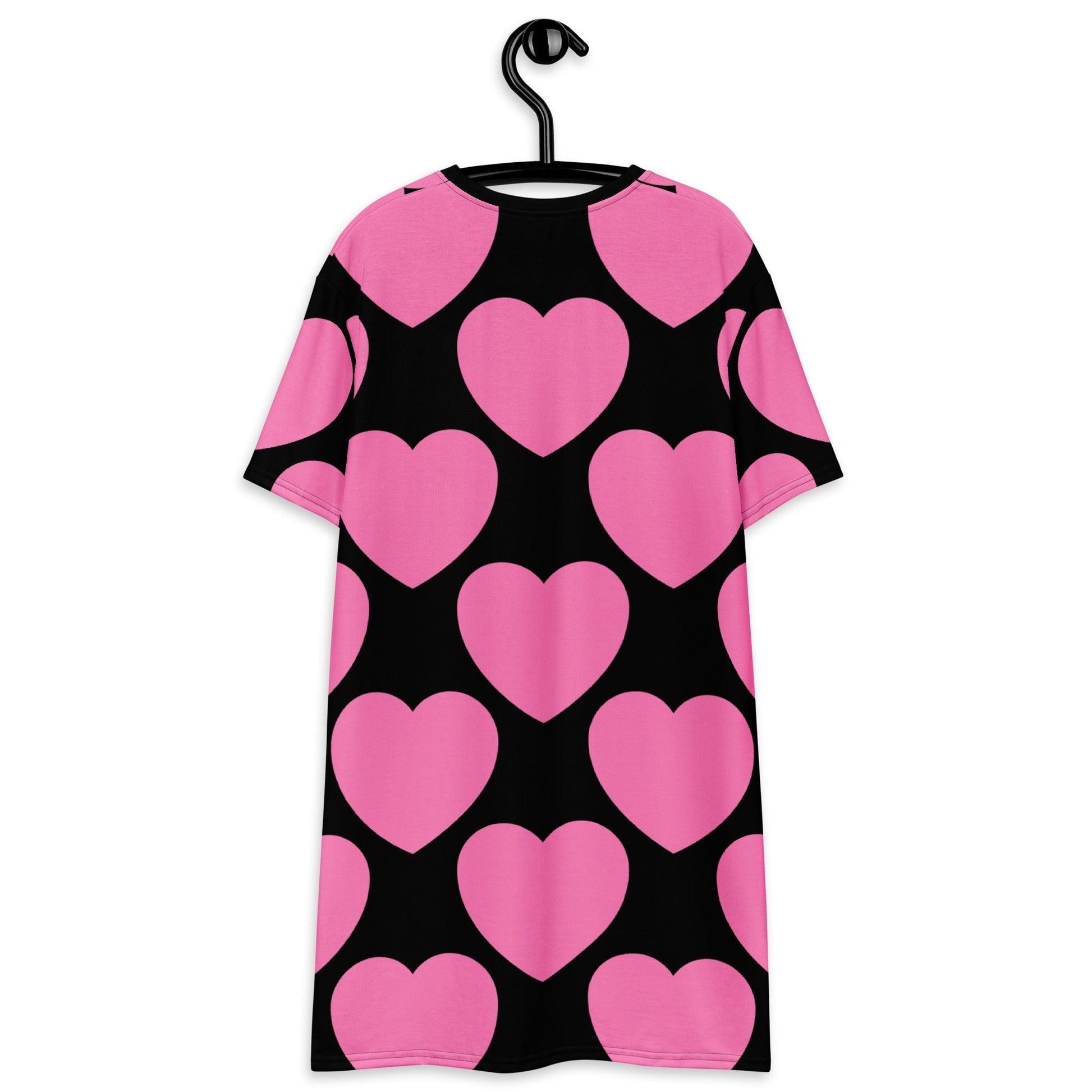 T-Shirt Dress - ELLIE LOVE pink black - Bold Heart Print